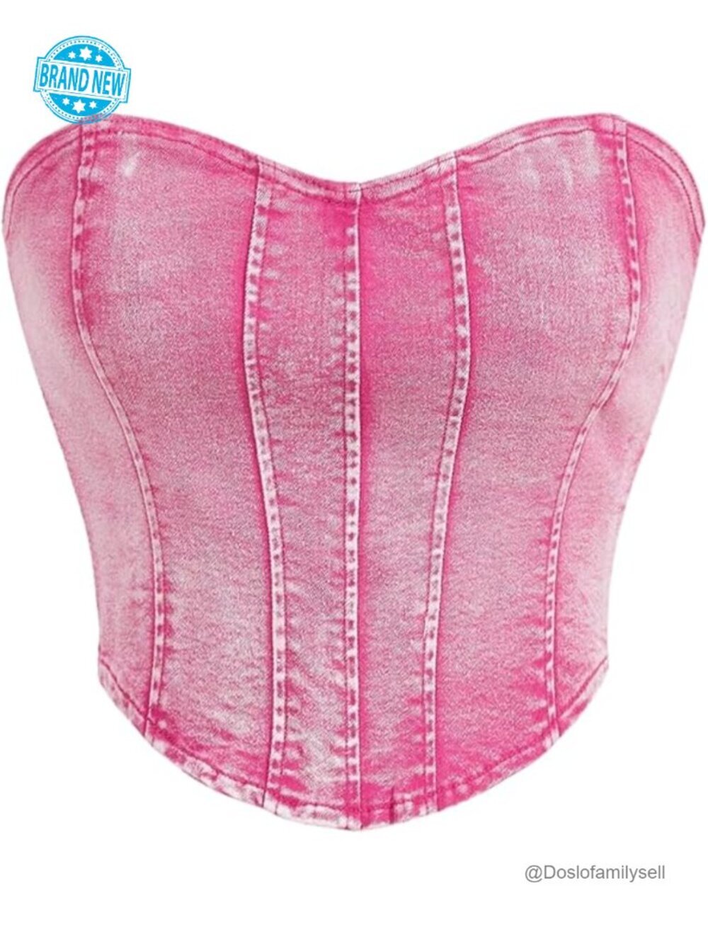 Strapless Denim Crop Tube Top with Zipper